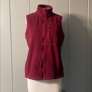 Duluth Trading Co Burgundy Maroon Vest Fleece Zipper Front Pocket Womens Large